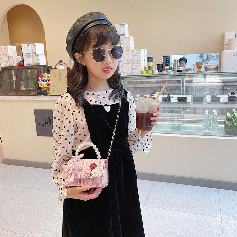 Stylish Kids Crossbody Bag With Bowknot Pearl Detail Charming Chic Design For Little Girls