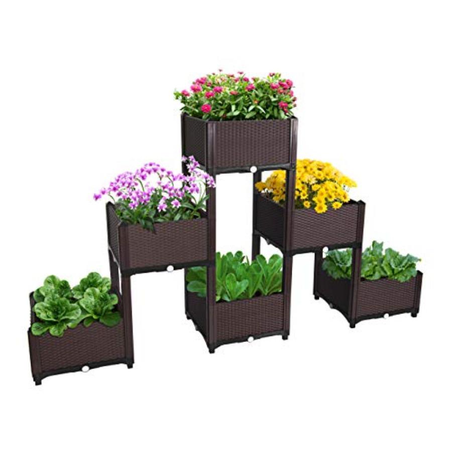 

Raised Garden Bed for Vegetable/Flower/Herb Outdoor Standing Gardening Kit with Drainage Plug Elevated Planting Box in Wood-Eff United States