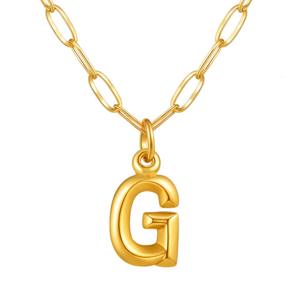 Stainless Steel Plated 18K Gold Small Square Chain Three-Dimensional 26 Letter Pendant Necklace Fashion Jewelry Nc-1958