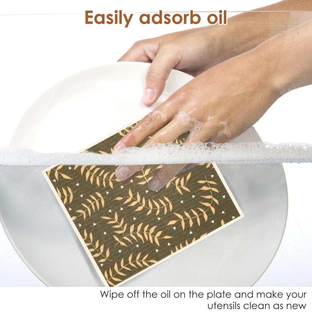 10Pcs Kitchen Cleaning Rags Cellulose Cotton Dish Towel Multiple Styles Water Absorbent Kitchen Washcloths Cookware Scouring Pad