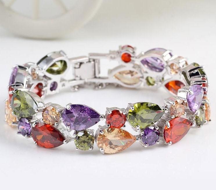 Fashion Colorful Zircon Bracelet Series for Women, Micro Paved Zircon Luxury Jewelry