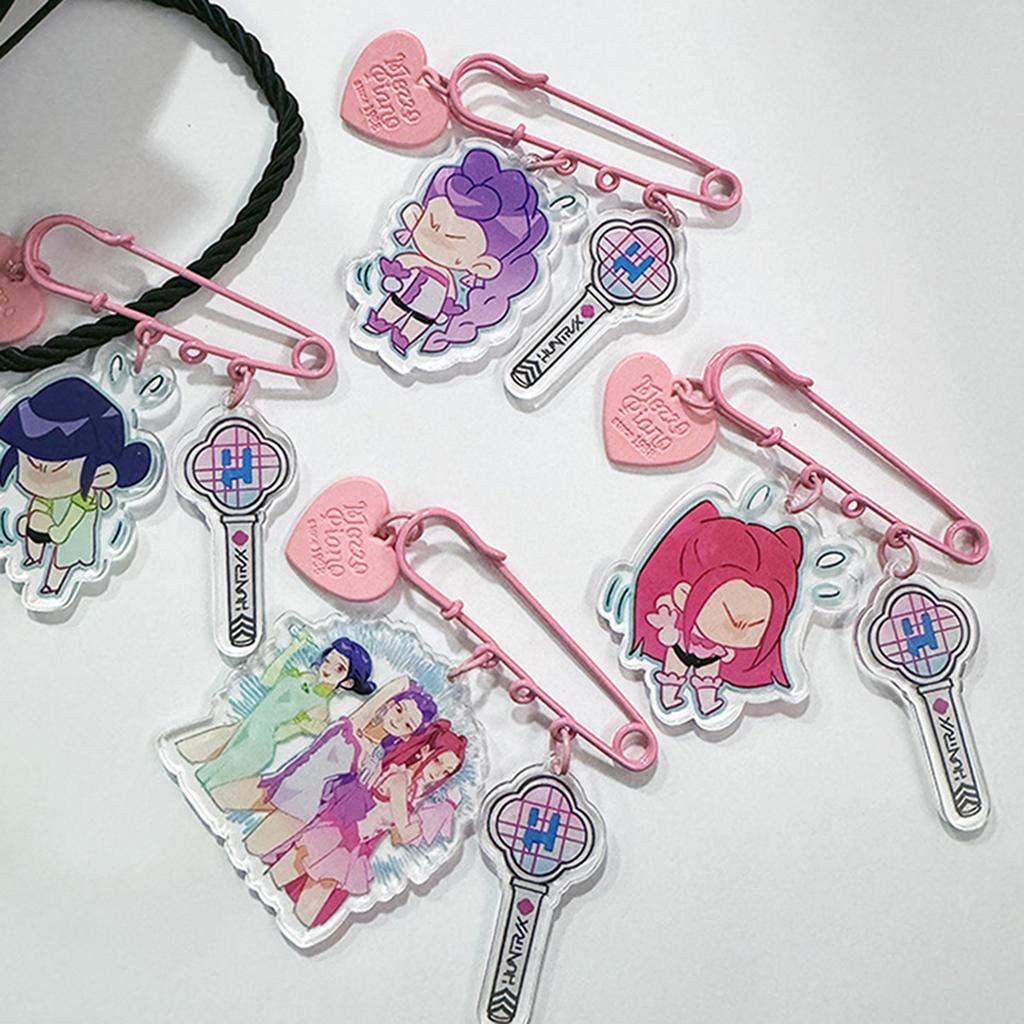 Kpop Demon Hunters Brooch Acrylic Printing Pendant Cartoon Cute Anime Peripheral Pins Bag Hat Clothes Accessories Fans Gift