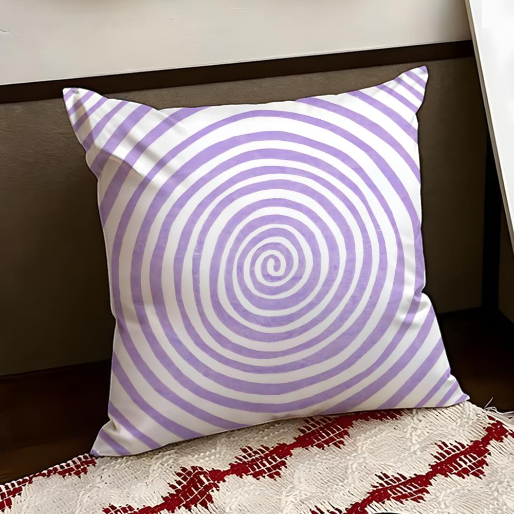 Hypnotic Stripe Psychedelic Cushion Cover Reversible Soft Durable Pillow Cover Home Car MultiScene Use for Daily Comfort