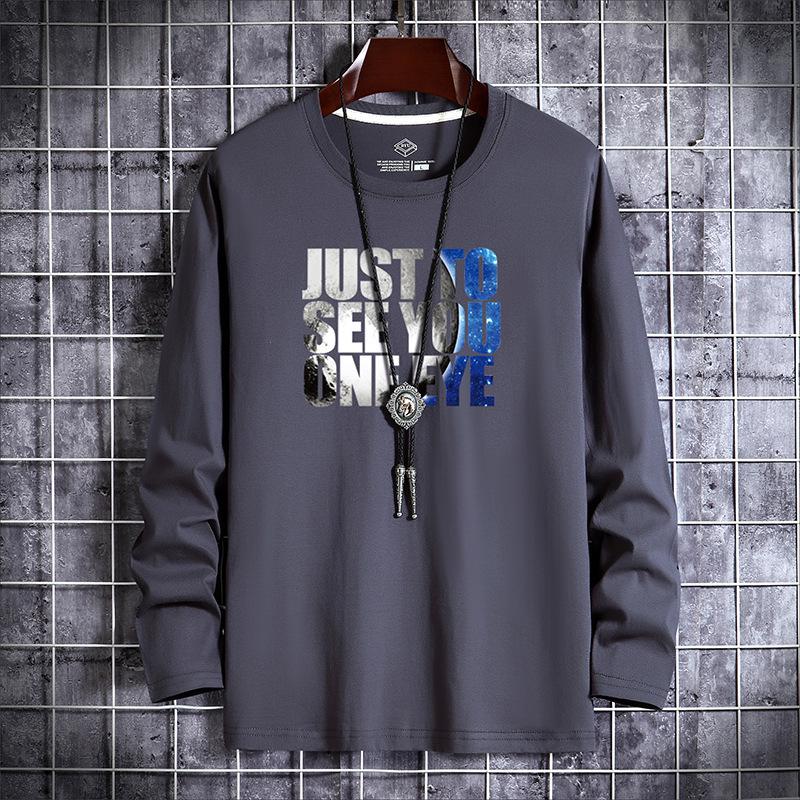 

Мужская футболка большого размера с длинным рукавом и круглым вырезом с принтом для осени XXL