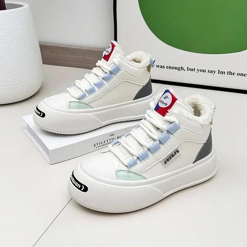 Fashion Padded Sneakers Shoes for Women Lace-up With Laces Womens Sports Snow Boots Sale On Promotion Offer Winter Footwear Slip Gyaru