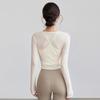 Yoga clothes, tops, women's spring and summer Pilates training, sportswear set, fitness clothes, long sleeves, chest pads, chest pads.