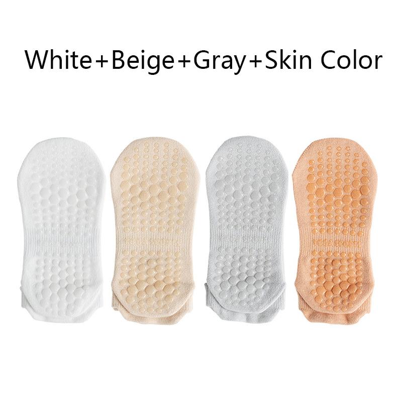 4Pairs Grip Socks for Women Non Slip Pilates Yoga Socks Mesh Breathable Short Socks Cotton Low Cut Gym Fitness Dance Sport Sock