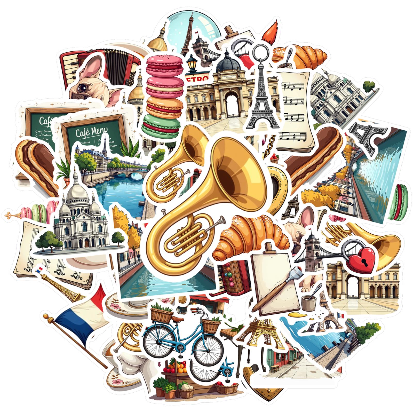 35pcs-100pcs Playful Culinary Delights Stickers Vintage French Culture Teacher Reward Stickers Graffiti Decals For Car Sticker