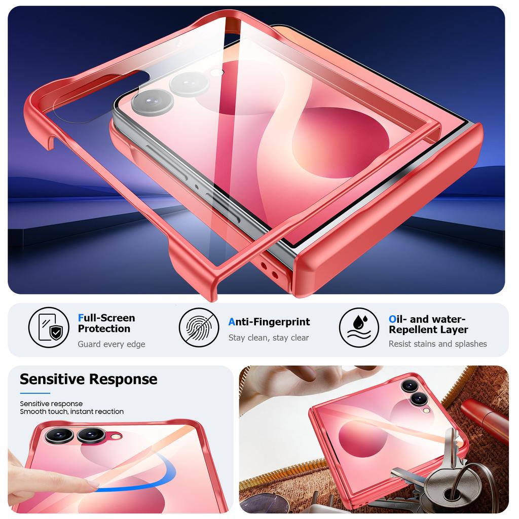 Samsung Galaxy Z Flip 8 Protective Case with Hinge Cover Raised Camera and Screen Edges-pink