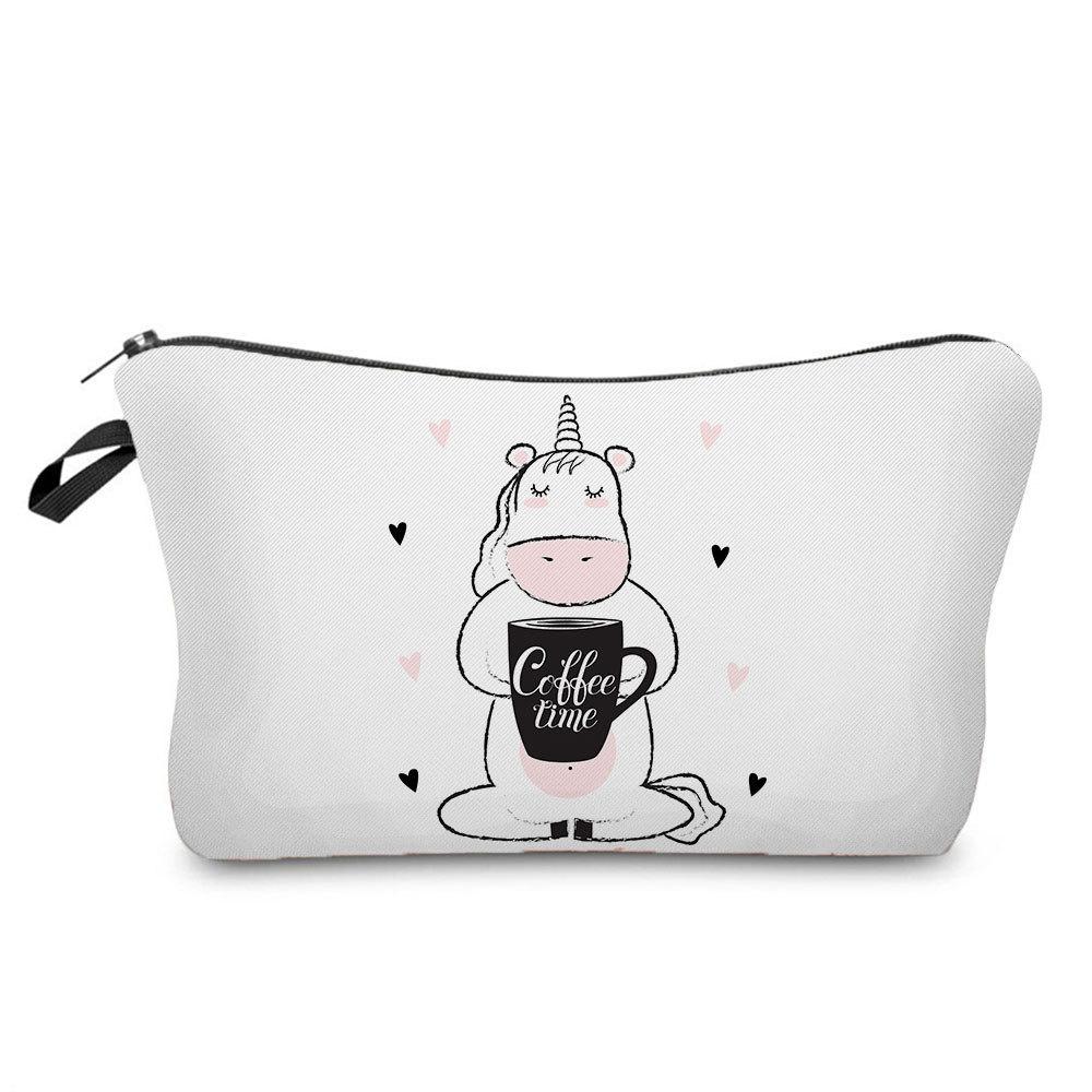 Women Unicorn Print Cosmetic Bag Toiletries Organize Travel Storage Case 6365 KTB