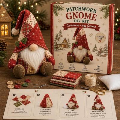 Weihnachts-DIY-Gnom-Patchwork-Set Niedliches Zwergen-Patchwork-Herstellungs-Set für Anfänger Weihnachts-Nähset für Feiertagsdekorationen