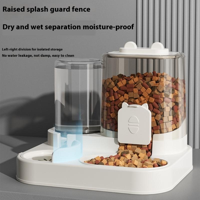 Cats Dog Feeding Station Leak Proof Water Fountains System Detachable Dish Anti Slip Base Design