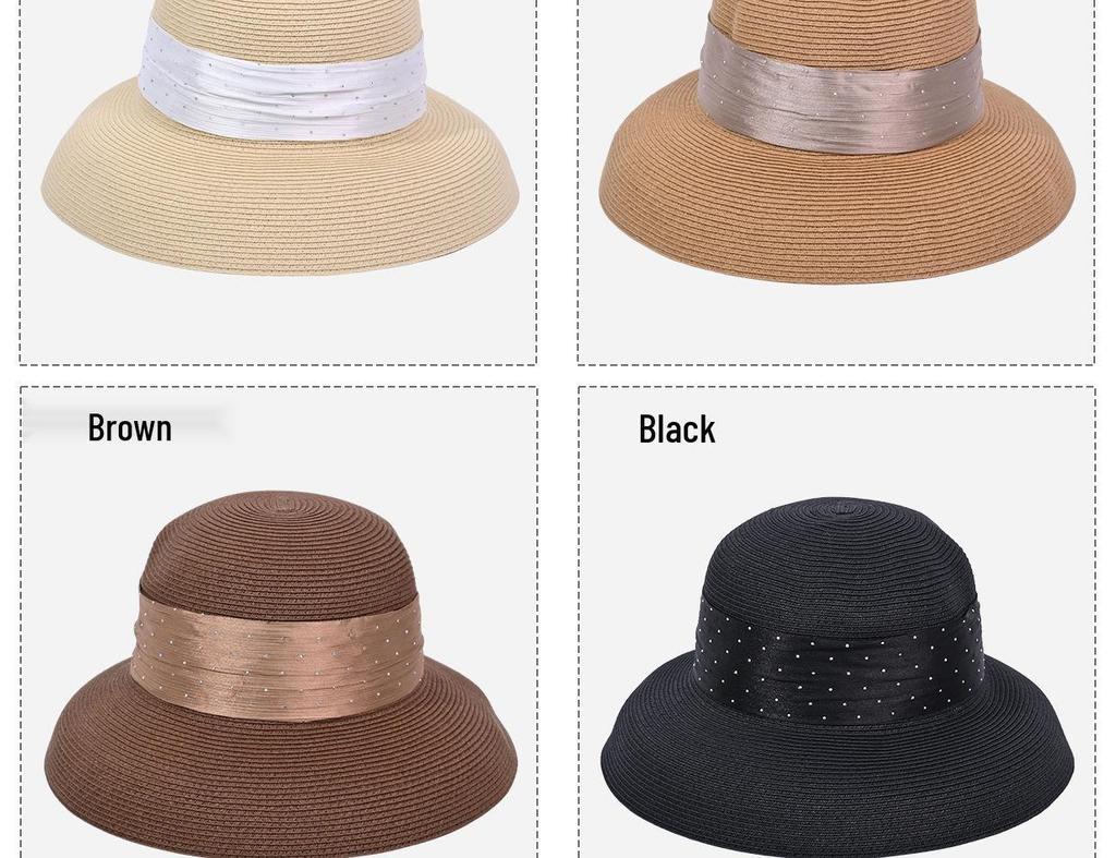 High-End Hepburn Style Raffia Sun Hat for Women - Elegant Summer Travel Accessory