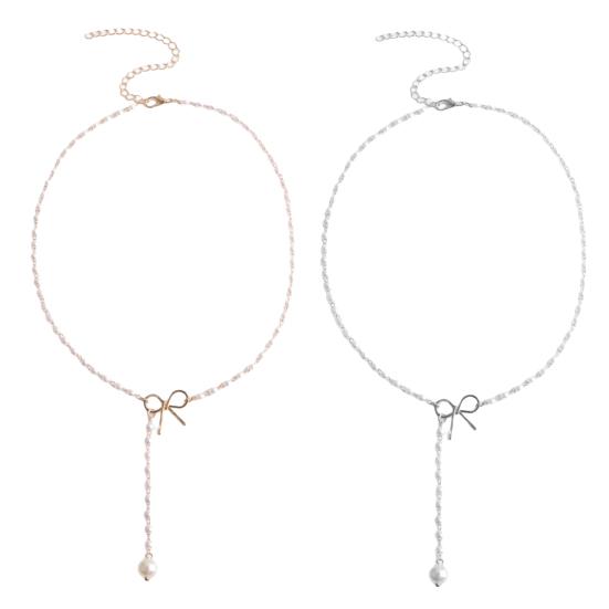 Halskjede Søt Sløyfe Lang Dusk Perler Anheng Temperament Pynte seg /Farge Kvinner