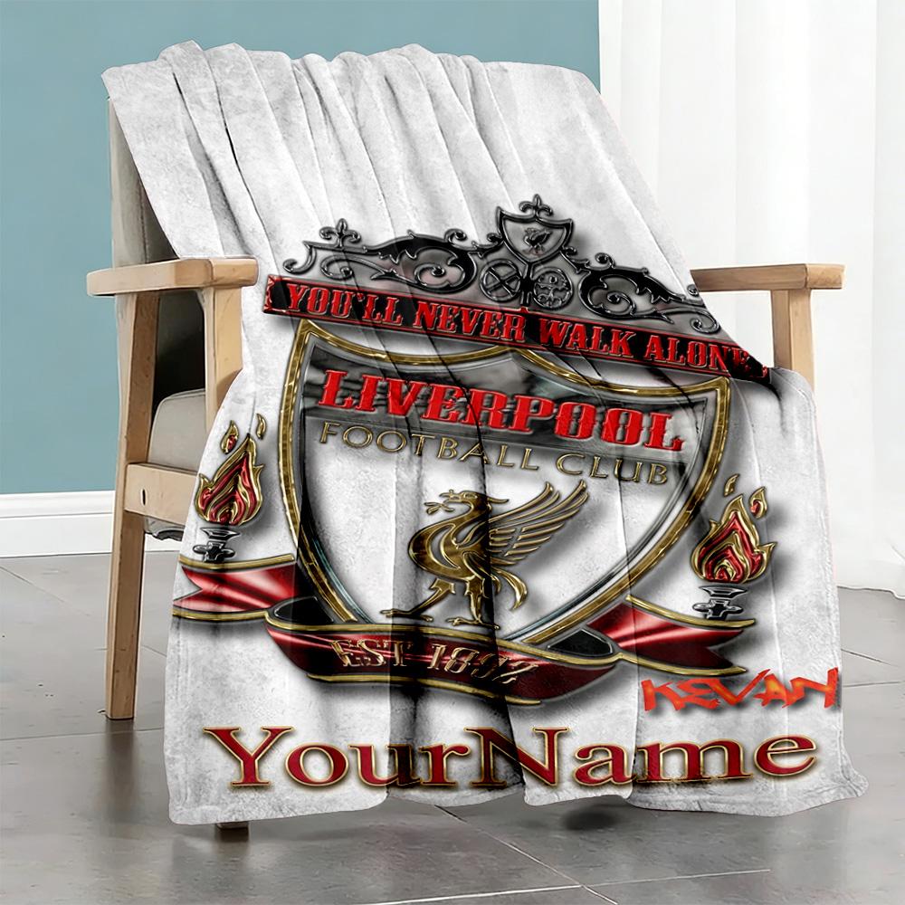 Liverpool Personalized Name Blanket Lightweight Personalized Blanket Soft Warm Cozy Versatile for Sofa Livingroom Office Chair Chair