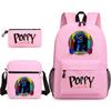 Poppyplaytime Mostro Salsiccia Stampa Zaino Scolastico Astuccio a Tre Pezzi Borsa a Tracolla Zaino
