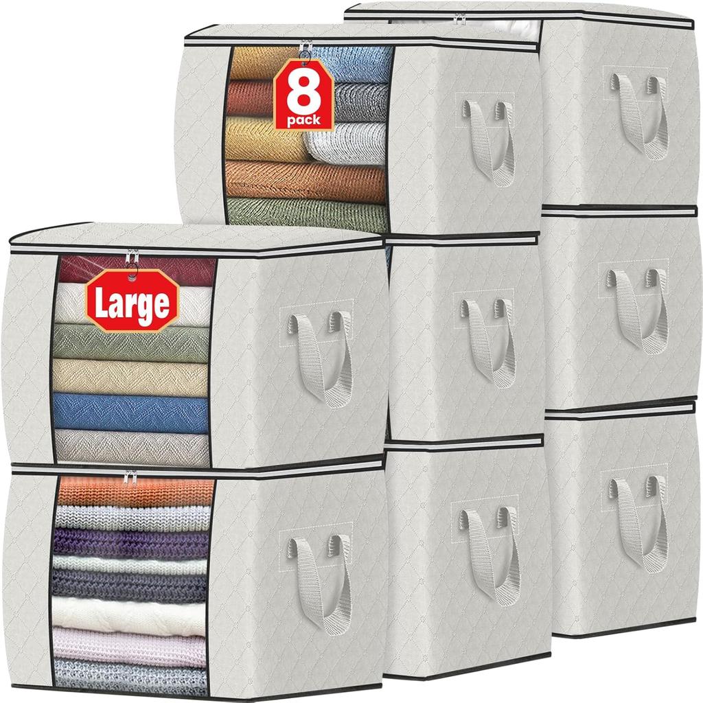 Fab Totes Storage Bags,Clothes Blanket Storage Bins Foldable Closet Organizers with Reinforced Handle for Home Dorm Storage and Organization