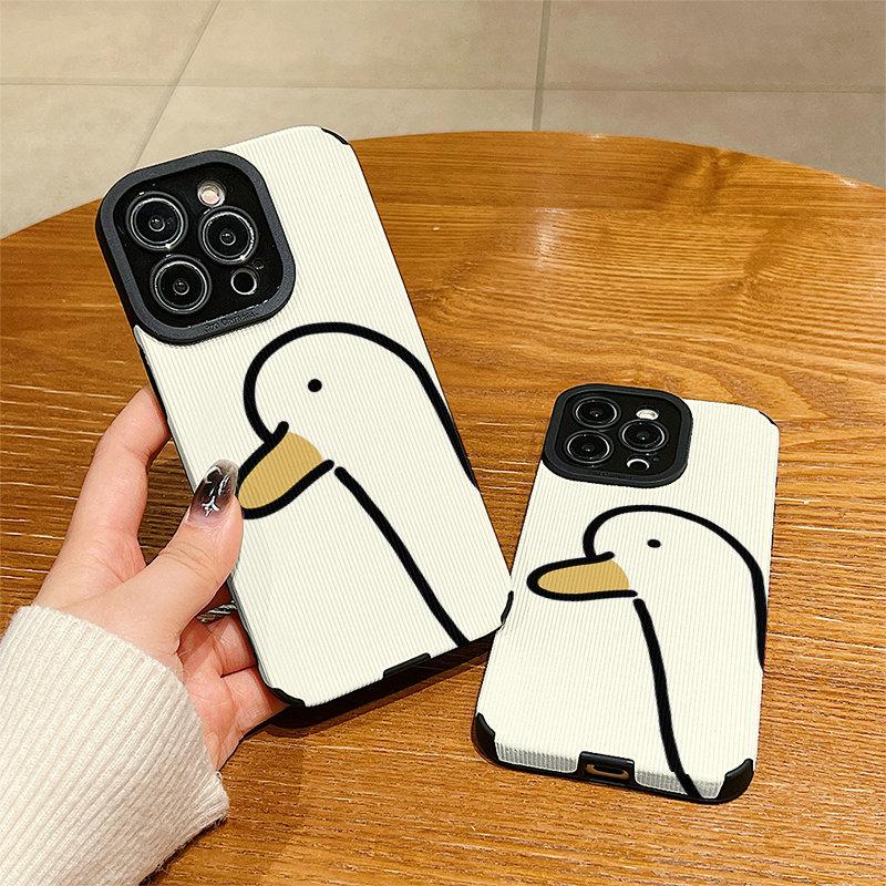 Vertical Leather Shell Silly Goose Printed Patterned Shockproof Soft Silicone Case with Camera Lens Full Protection for IPhone Samsung