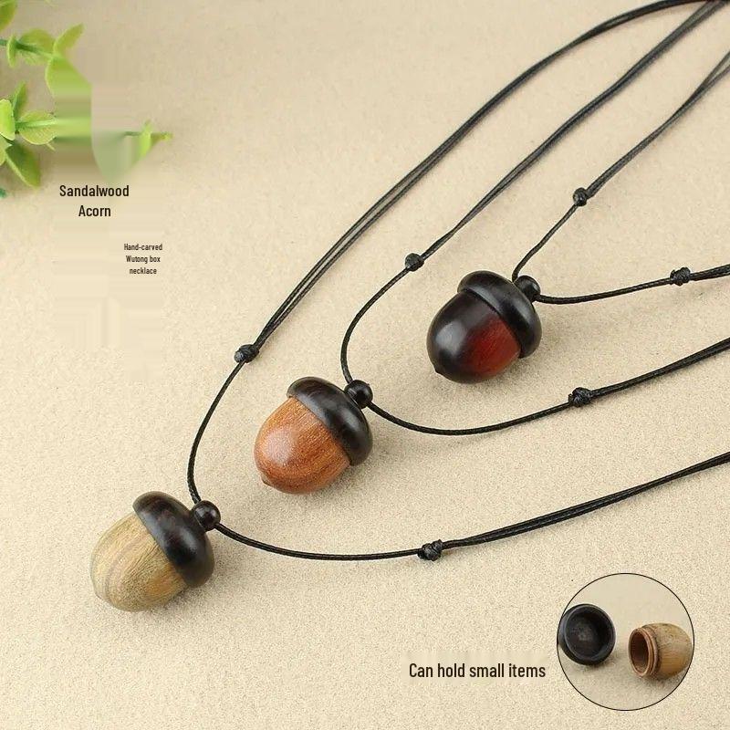 Retro Purple Rosewood Beaded Incense Ball Necklace - Versatile Cotton Linen Accessory