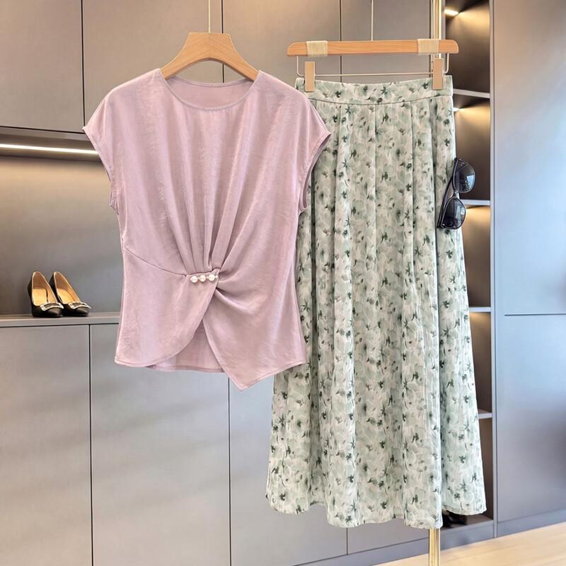 Yu Zhaolin Women s Summer Floral Two-Piece Set 3XL