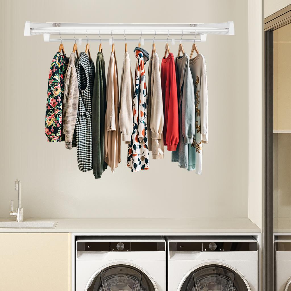 Retractable Clothes Drying Rack, Wall Mount Scalable Hanging Rack Collapsible Drying Rack Bathroom Laundry Rack Clothes Hanger