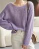Elegante maglione da donna trasparente pullover maglione largo autunno inverno morbido caldo maglia da donna maglione base solido cashmere top