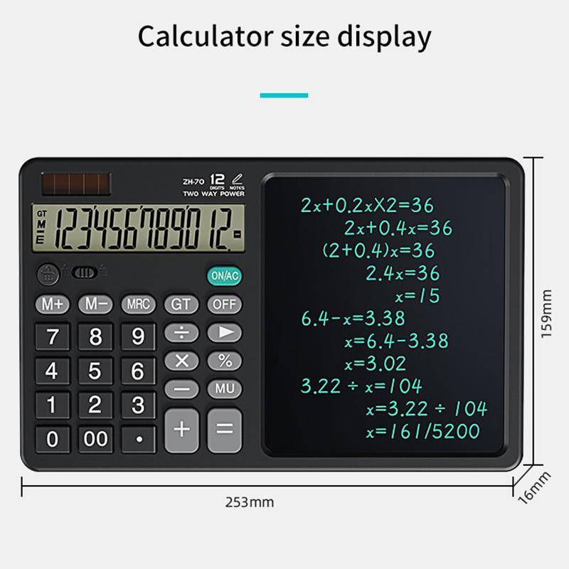 Scientific Calculator With Writing Drawing Tablet Portable 12Digit Lcd Large Display Calculator For Math Study Office Draft Memo