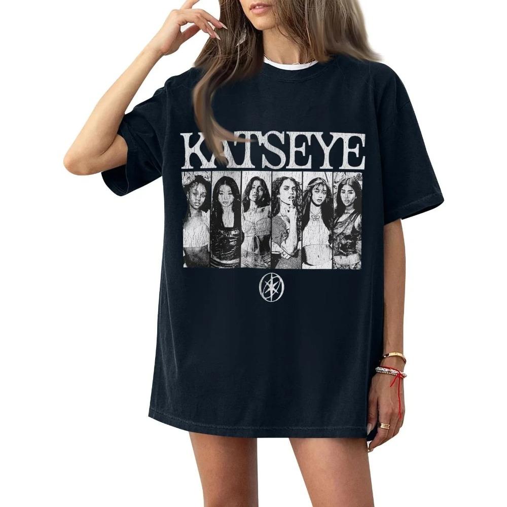 K Pop Tops Katseye T Shirt Beautiful Chaos 2025 Tour Shirt Casual Loose Print Cotton Fashion Tee Unisex Fans Gift