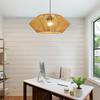 Bohemian Bamboo Wicker Ceiling Light Adjustable E27 Rattan Hanging Pendant Suitable for Kitchen Living Room Dining&Bedroom Decor
