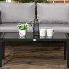 4 Piece Metal Garden Furniture Set with Tempered Glass Coffee Table, Texteline Pocket, Outdoor Set Loveseat Single Armchairs with Padded Cushions