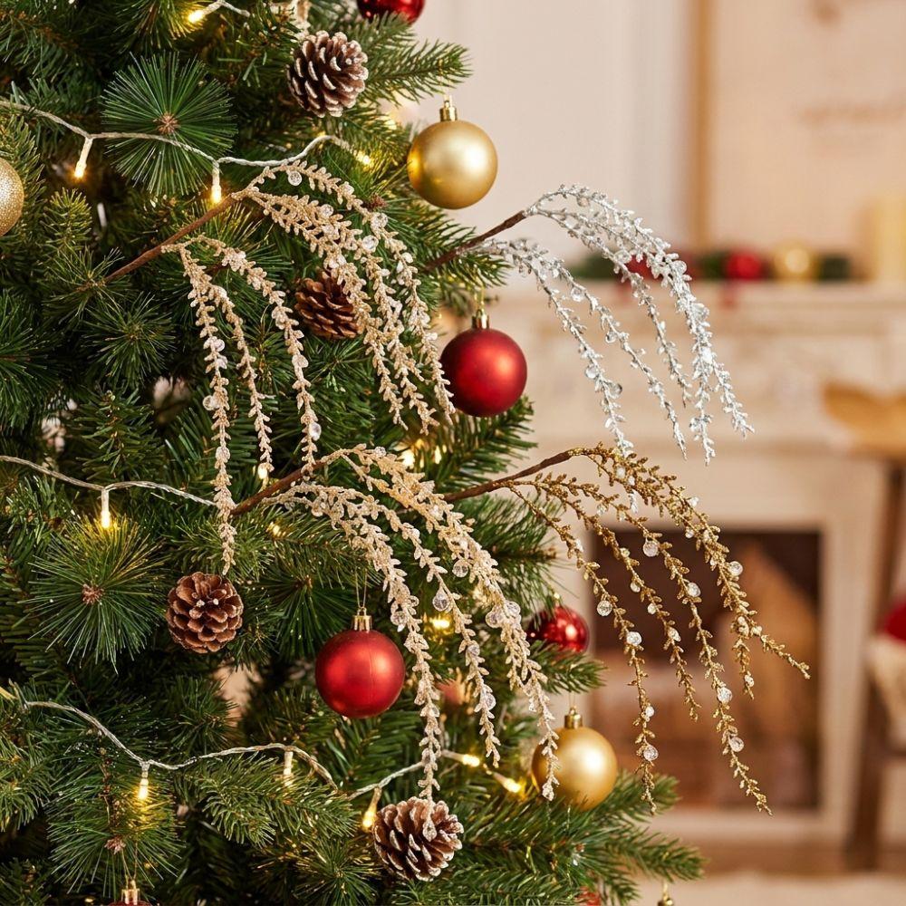 Sparkling Christmas Weeping Spray Pick Realistic Bead Chain Weeping Willow Branch Vase Fill