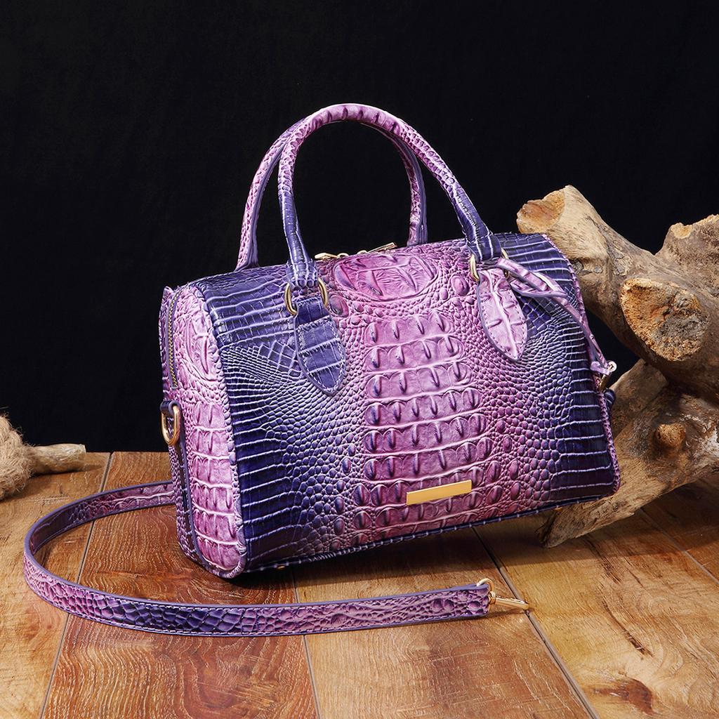 New European and American Handheld Underarm Crossbody Travel Retro Women's Bag Brahmin Crocodile Pattern