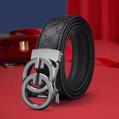 Ceinture pour homme en cuir de vachette gaufré avec boucle automatique en alliage de haute qualité - Style décontracté