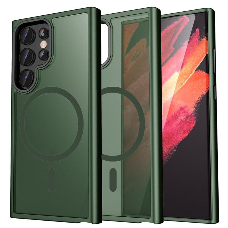 Magnetic Matte Translucent Armor Shockproof Case For Samsung Galaxy S25 S24 S23 S22 Ultra Plus For Magsafe Charge Cover