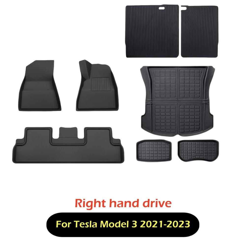 3D Floor Mats For Tesla Model 3 Highland Model Y 2017 to 2025 All Weather Floor Carpets Trunk Mats Waterproof Cargo Liner