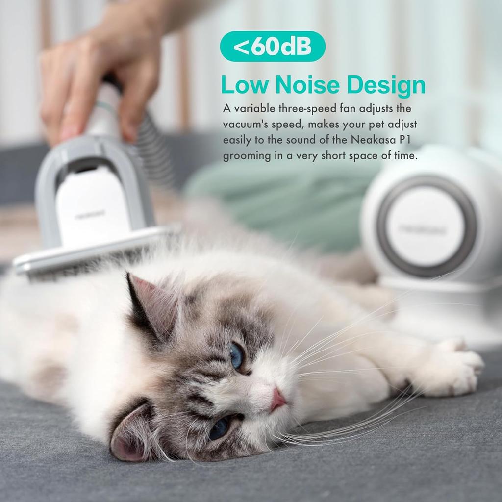 P1 Pro Pet Grooming Kit & Vacuum Suction 99% Pet Hair, Professional Clippers with 5 Proven Grooming Tools for Dogs Cats and Other Animals
