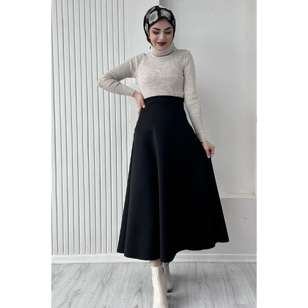 Scuba Hijab Flared Skirt