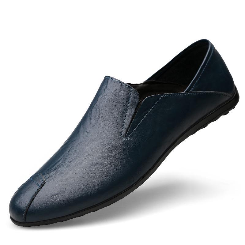 Men s Breathable Leather Slip-On Loafers - Soft Sole, Large Size, British Style 40