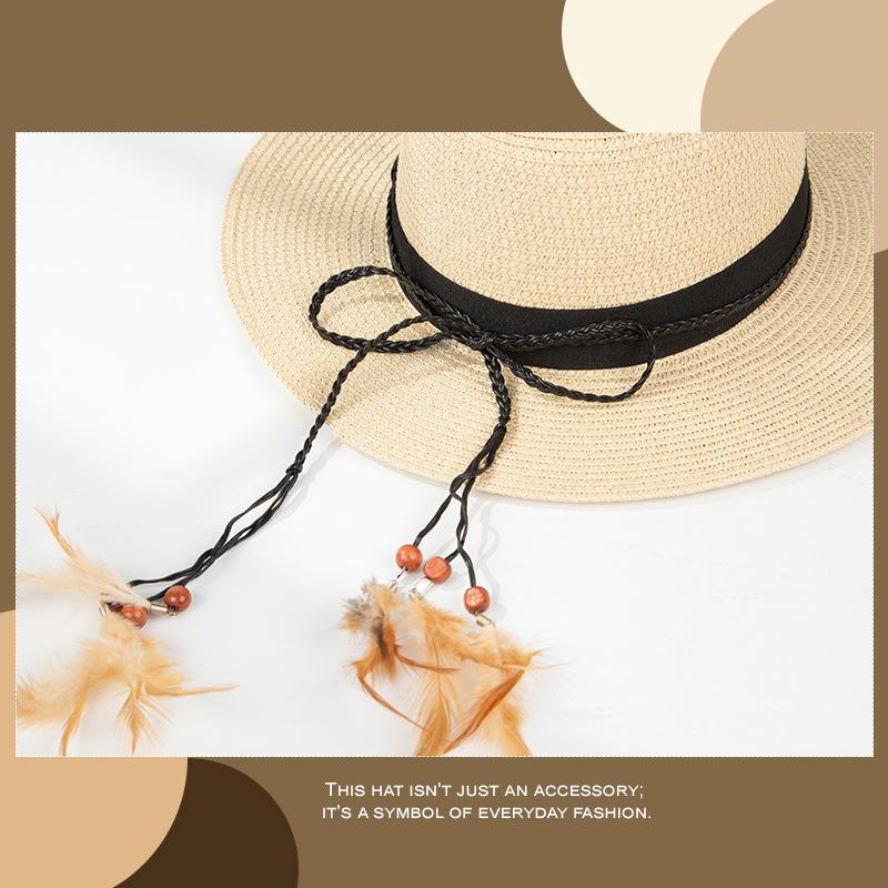Summer Outdoor Sun Hat Western Denim Straw Hat Seaside Vacation Beach Hat Sun Protection Panama Hat
