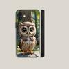 Cute Owl Phone Case For iPhone 6,17,16,15,14,13,12,11 Plus,Pro Max,XS,X,XR,SE,Mini,8,7,Soft Silicone Black Cover