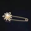 Minimalist Daisy Brooch & Silk Scarf Buckle with Rhinestone Pearl