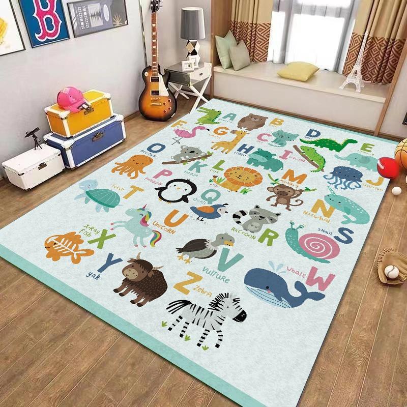 Cartoon Alphabet Animal Pattern Carpet Kids Early Education Soft Anti Fall Protection Mat Suitable For Kids Room Bedroom