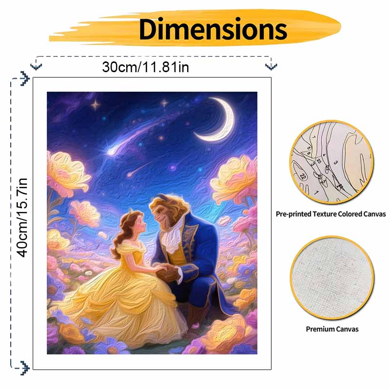 Disney Beauty and the Beast Painting by Numbers Hand Filled Drawing Art Kit Home Decor