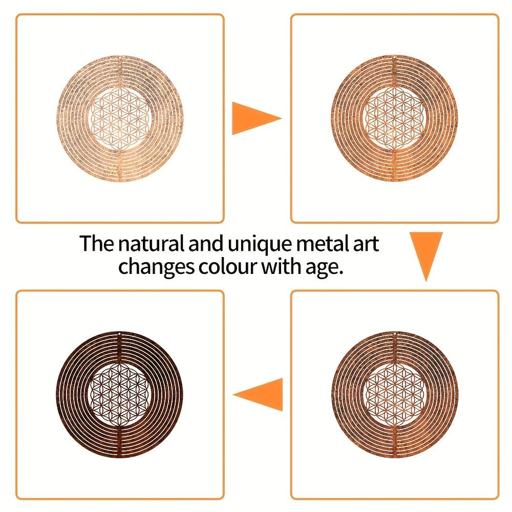 1pc Rusted Metal Spiral Flower of Life Weathervane, Rustic Iron Yard Garden Decor, Weather-Resistant Indoor/Outdoor Hanging Ornament for Balcony