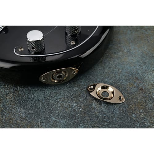 Musiclily Basic Cat's Eye Jack Plate for Electric Guitar/Bass, Gold (Pack of 2)