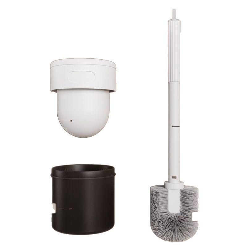 Wall-Mounted Long Handle Toilet Brush with Base - No Dead Corners, Ideal for Household Bathrooms, Squat Toilets, and Hanging Storage.