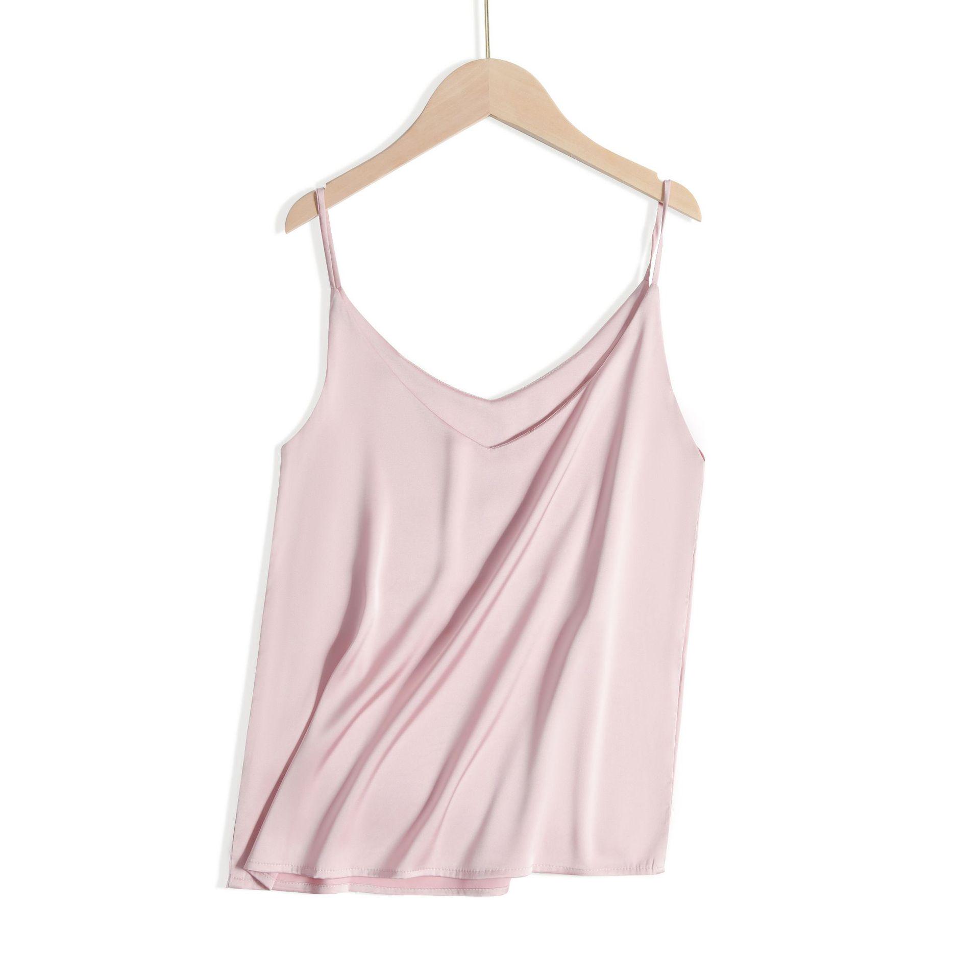 

Жіноча шовкова майка на V-подібному вирізі: Весняно-літній дизайн, жилет-внутрішній шар, стиль гарячої дівчини, ацетатний верхній одяг. 6XL