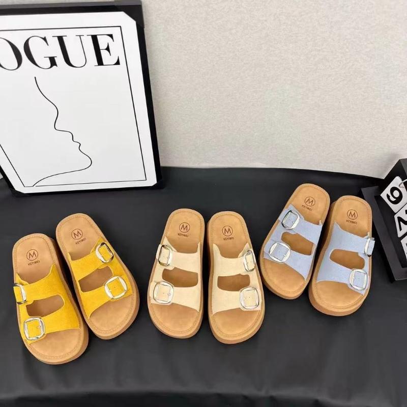 Fashion Lazy outdoor soft soled exposed toe straight drag 2025 new summer thick soled height increasing beach shoes