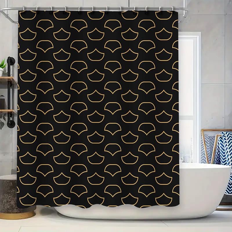

Black Waterproof Shower Curtain With Gold Metal Buckles For Home Decor Geometric Bath Curtains In White/Blue/Green Colors Availa W60H190(CM)-1 Pcs