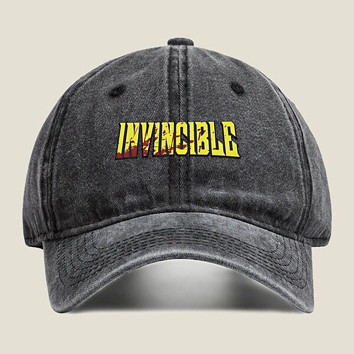 

Invincible Quote Edgy Art, Symbol for Pop Culture Fans Washed Baseball Cap Outdoor For Womens Unisex FeUnisex Dad Hat Hip Hop One Size